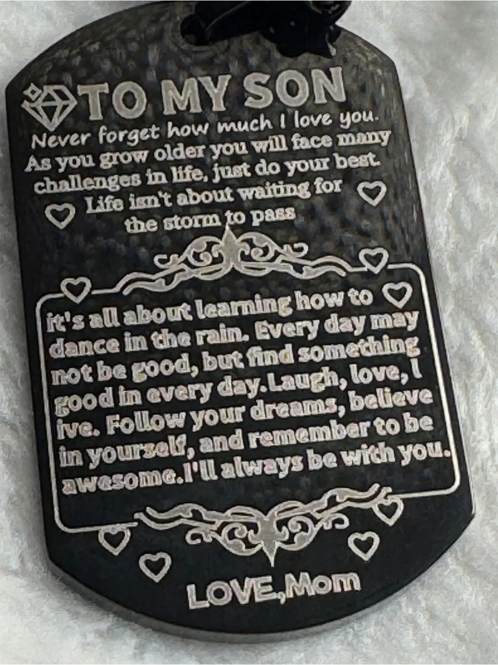 APSVO Best Son Ever Dog Tag Necklace From Mom Black Stainless Steel 24” Gift